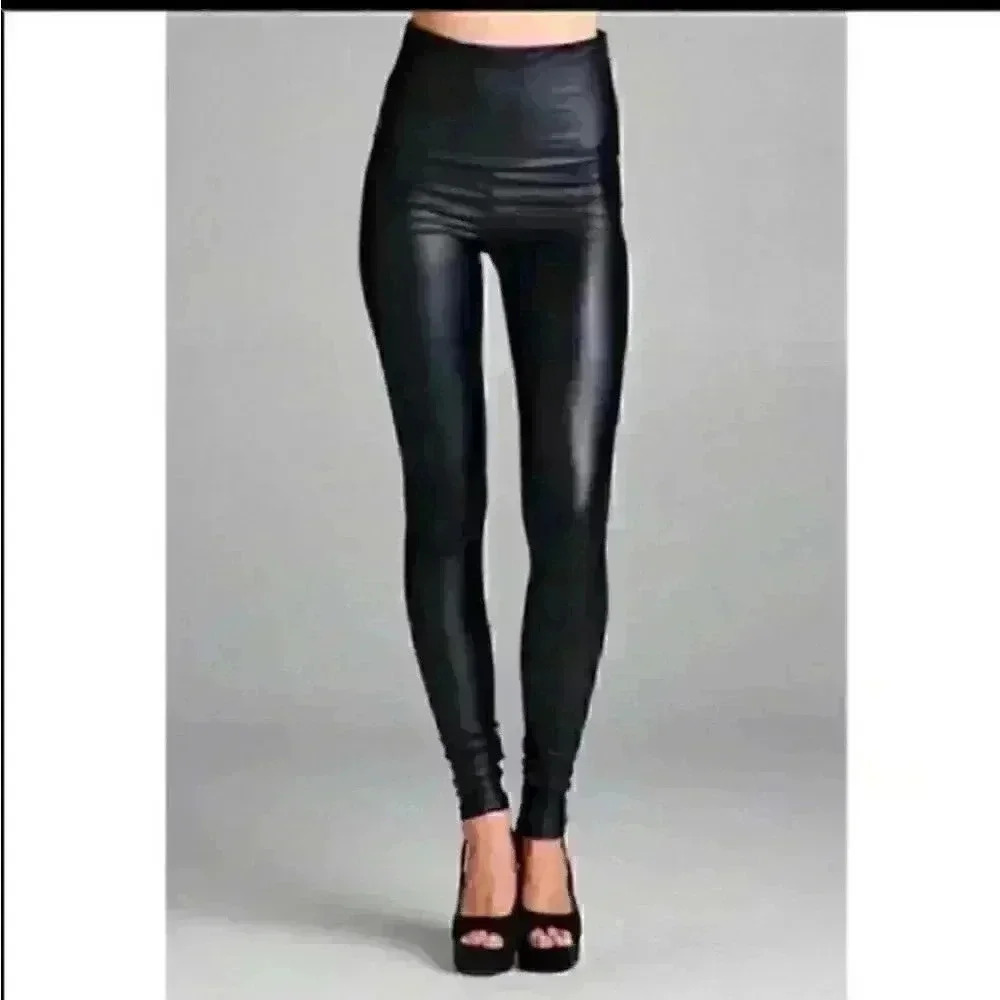 New Solid Faux Leather legging